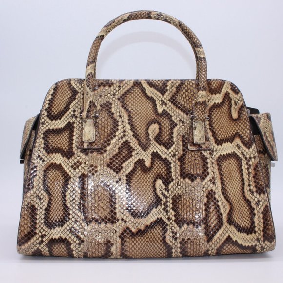 Michael Kors Gia Satchel, Mumbay Python, Molaus Natural Minor Defect, New - Picture 3 of 12